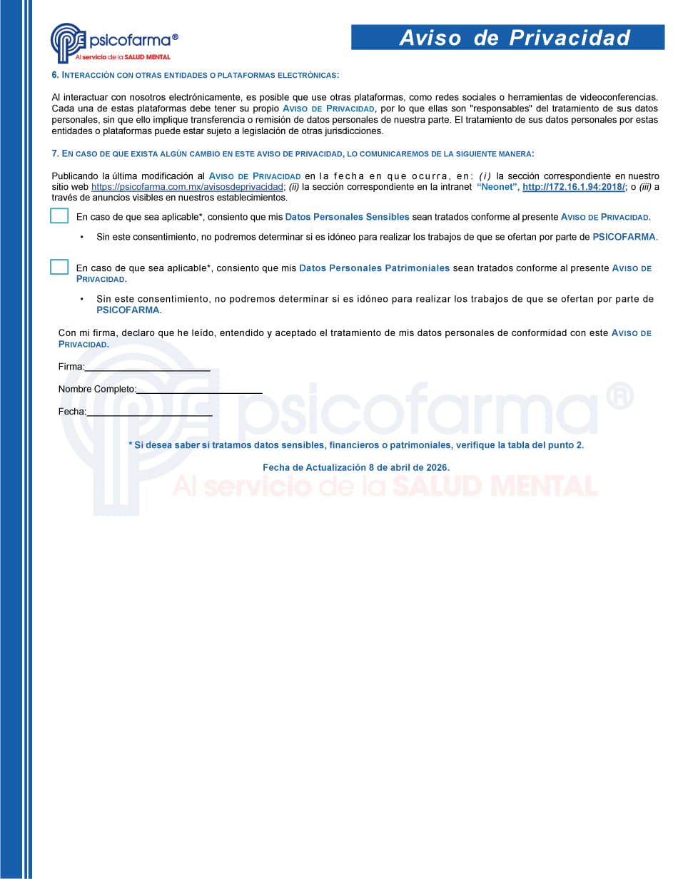 Aviso de Privacidad Candidatos