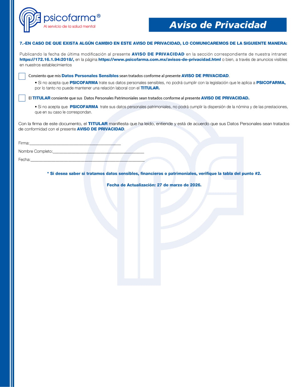 Aviso de Privacidad Empleados